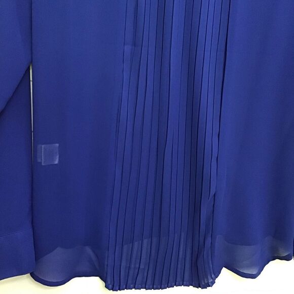 OLIVE & Oak blue button down shirt sheer cobalt blue shirt long sleeves medium - Picture 8 of 12